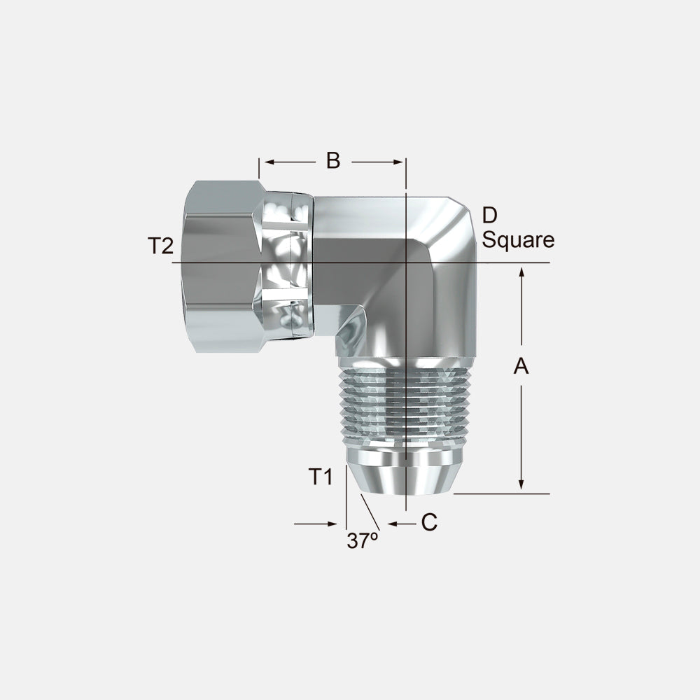 H879-FS Adaptador Macho Flared - Hembra Flared Giratoria a 90º